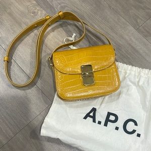 A.P.C. Mini Grace Crossbody Bag in yellow crocodile